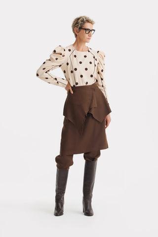 Unique Hybrid Satin Skirt-Pants Brown - Julia Allert