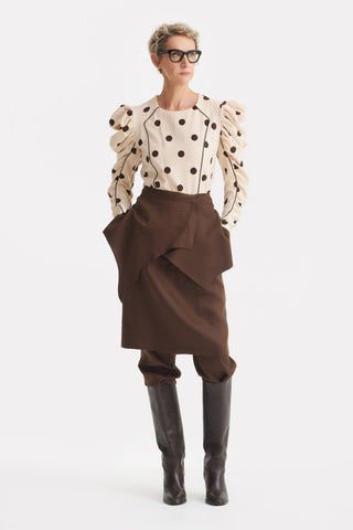 Unique Hybrid Satin Skirt-Pants Brown - Julia Allert