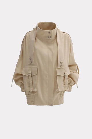 Urban Utility Soft Fleecy Knit Jacket Beige