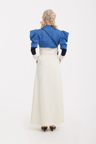 V-Neck Puff Sleeve Top - Blue - Julia Allert