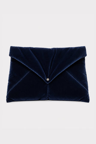 Velvet Envelope Clutch Bag Navy - Julia Allert