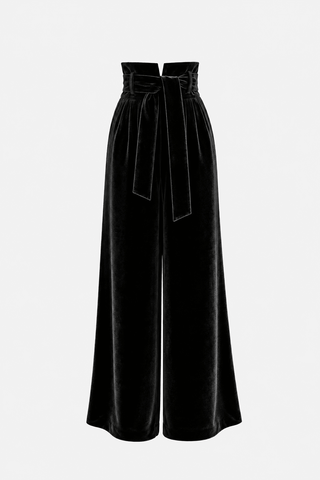 Velvet High Waist Trousers - Black - Julia Allert