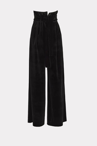 Velvet High Waist Trousers Black
