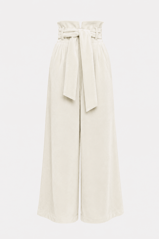 Velvet High Waist Trousers - Ivory - Julia Allert