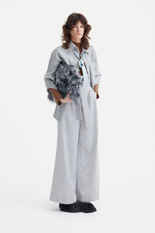 Velvet High Waist Trousers - Light Gray - Julia Allert