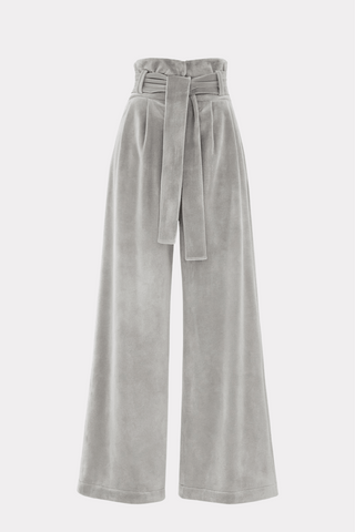 Velvet High Waist Trousers - Light Gray - Julia Allert