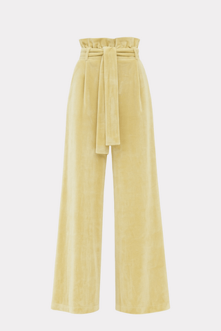 Velvet High Waist Trousers - Pastel Yellow - Julia Allert