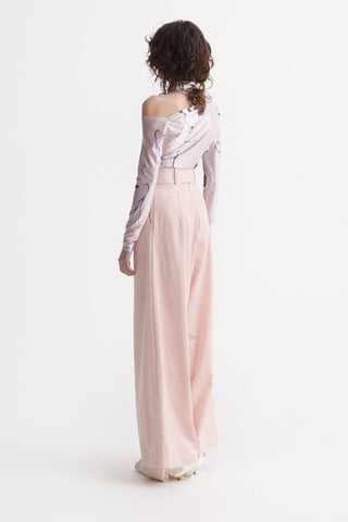 Velvet High Waist Trousers - Soft Peach - Julia Allert