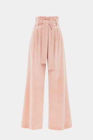 Velvet High Waist Trousers - Soft Peach - Julia Allert