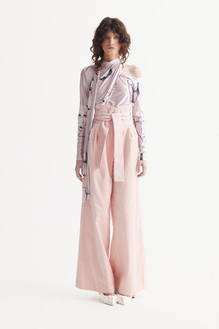 Velvet High Waist Trousers - Soft Peach - Julia Allert