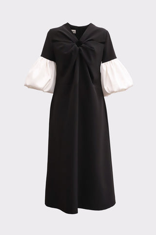 Versatile Chic Work Dress With Puff Sleeves - Black - Julia Allert