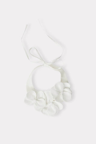 Versatile Floral Satin Collar Neckpiece - Ivory