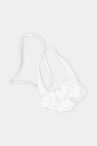 Versatile Floral Satin Collar Neckpiece - Ivory