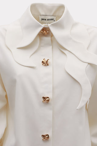 Vintage-Inspired Blouse And Suit Style Vest - Set Ivory & Black