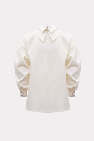 Vintage-Inspired Blouse And Suit Style Vest - Set Ivory & Black