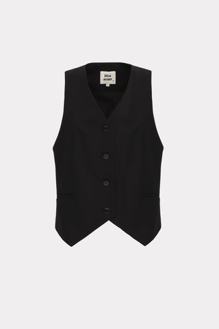 Vintage-Inspired Blouse And Suit Style Vest - Set Ivory & Black