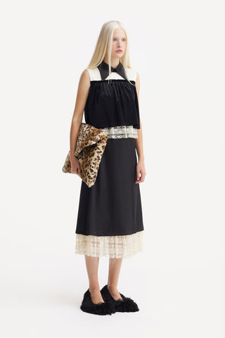 Vintage Straight Midi Dress With Layered Bodice Black - Julia Allert