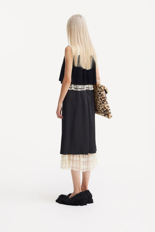 Vintage Straight Midi Dress With Layered Bodice Black - Julia Allert