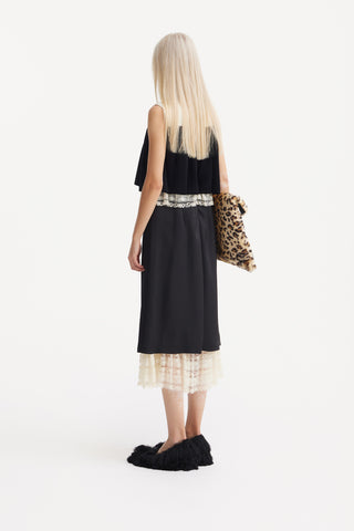 Vintage Straight Midi Dress With Layered Bodice Black