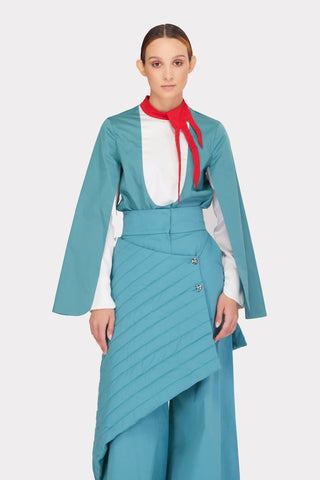 Vintage Wool Blend Quilted Pants Turquoise - Julia Allert
