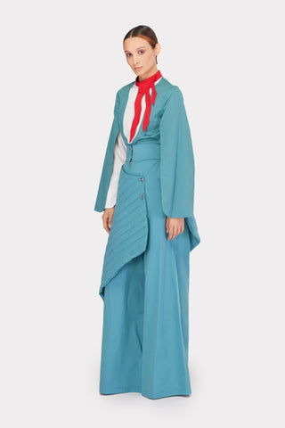 Vintage Wool Blend Quilted Pants Turquoise - Julia Allert