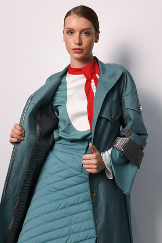 Vintage Wool Blend Quilted Pants Turquoise - Julia Allert