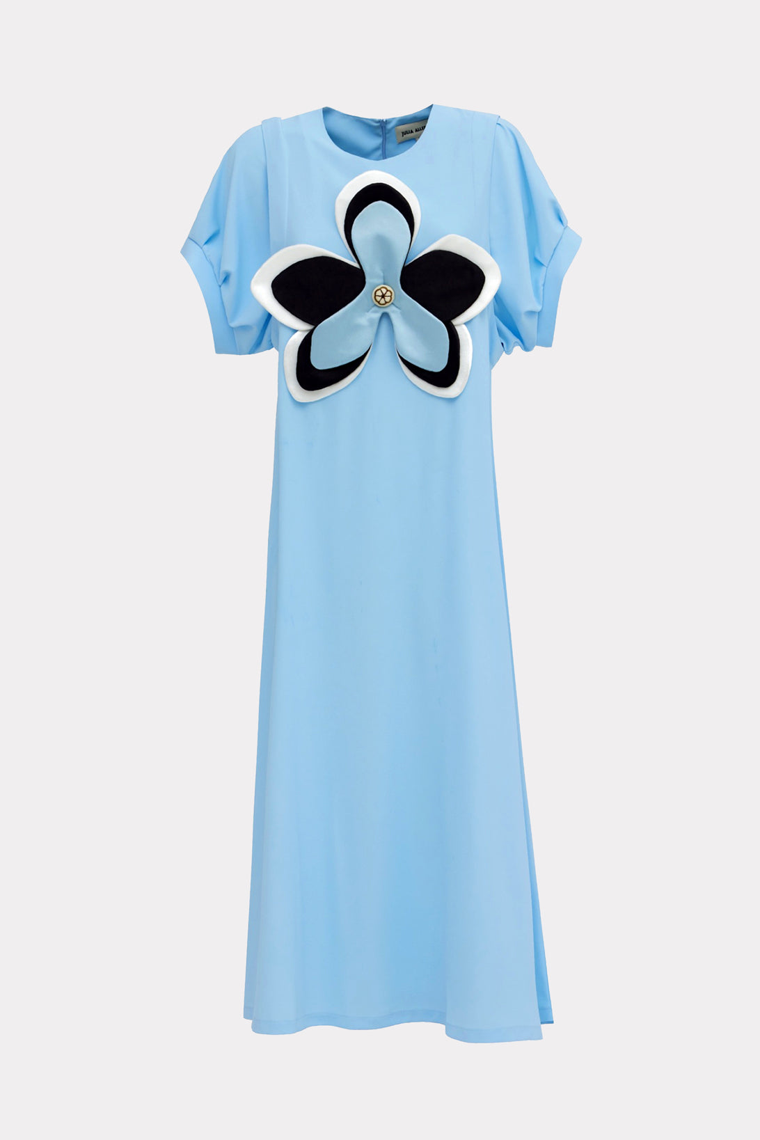 Silky Touch Midi Light Blue Dress With Handmade Floral Appliqu Julia Allert Silky Touch Midi Light Blue Dress With Handmade Floral Appliqu Julia Allert