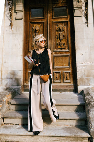Belted High Waist Wide Leg Pants – Beige