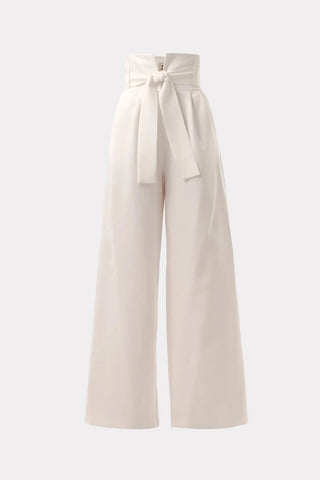 White High Waist Long Wide Leg Trousers - Julia Allert