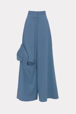 Wide Flared Trousers With Calla Flower Pale Blue