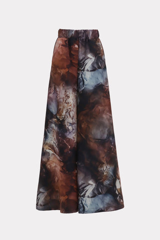 Wide-Leg Abstract Brown Print Trousers - Julia Allert