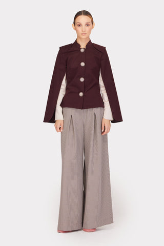 Wide-Leg Classic Houndstooth Trousers - Julia Allert
