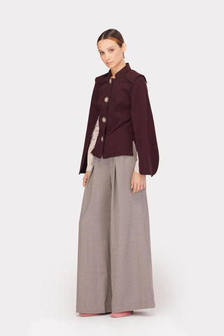 Wide-Leg Classic Houndstooth Trousers - Julia Allert