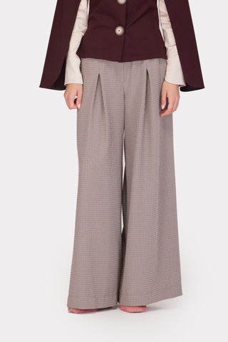 Wide-Leg Classic Houndstooth Trousers - Julia Allert