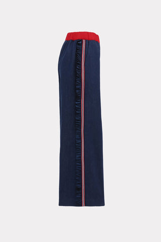 Wide-Leg Denim Trousers With Elastic Waistband – Blue - Julia Allert