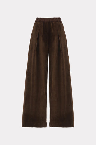 Wide-Leg Soft Corduroy Trousers Brown