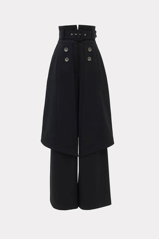 Wide Leg Trousers With Skirt Overlay Black - Julia Allert