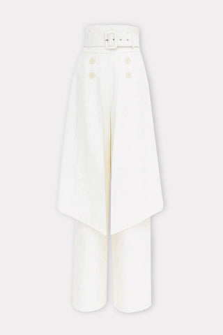 Wide Leg Trousers With Skirt Overlay Ivory