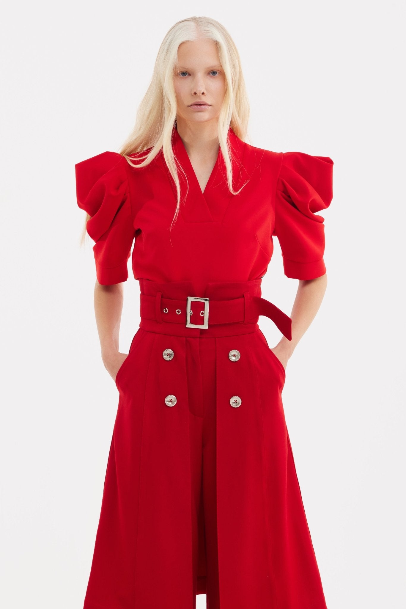 womens red dress trousers Classic DPYP Pant Yoga Pant | Straight (Red) and relaxed fit combine seamlessly to create a sophisticated Women's Sea You Soon Red