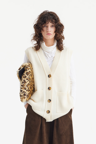 Wool Knit Vest – Cream