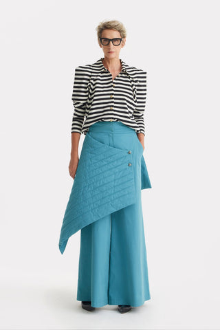 Work & Occasion - Structured Shoulder Blouse Black-White - Julia Allert