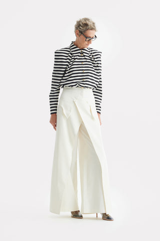 Work & Occasion - Structured Shoulder Blouse Black-White