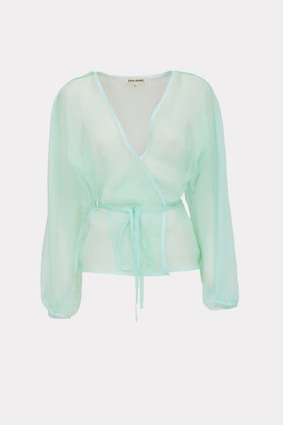 Wrap Sheer Organza Blouse Mint Green - Julia Allert