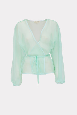 Wrap Sheer Organza Blouse Mint Green